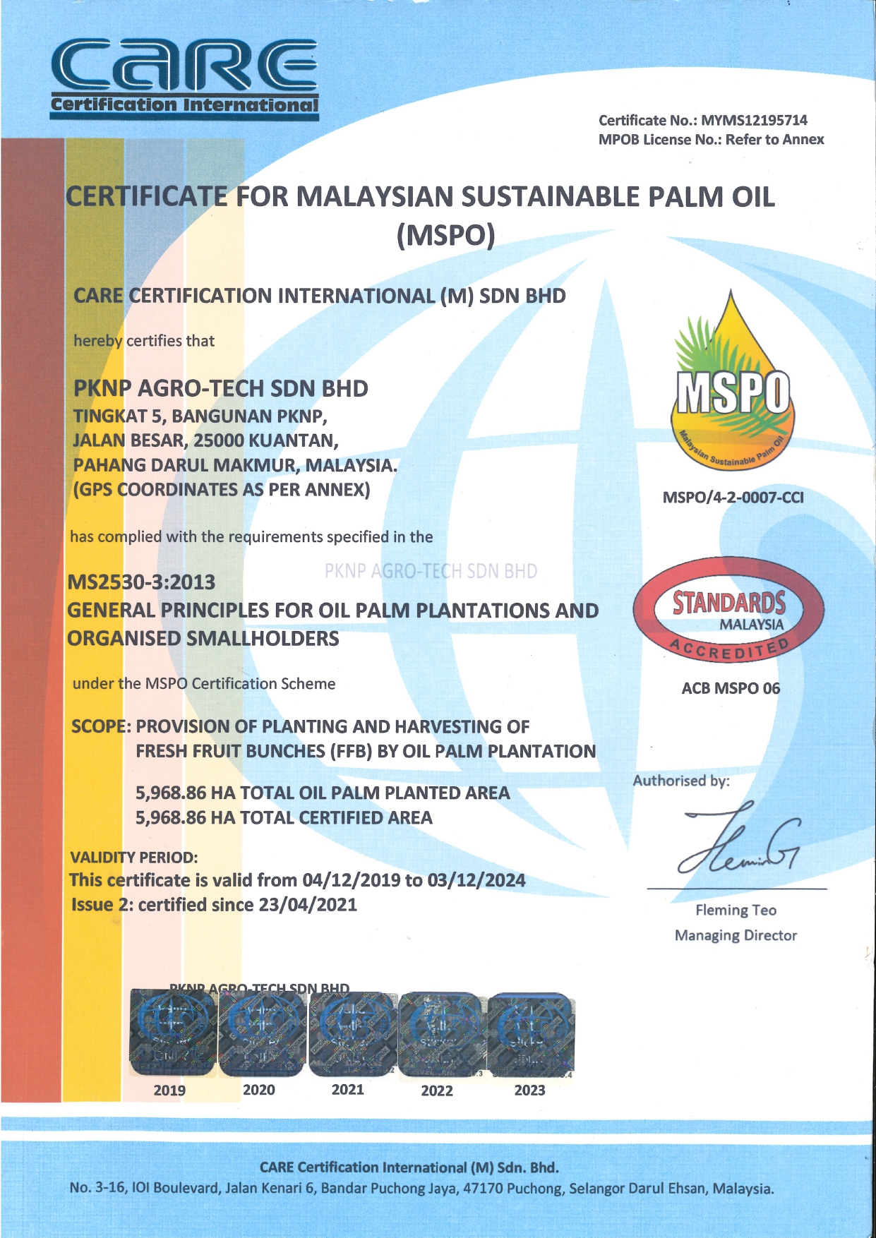 Sijil MSPO Helaian 2